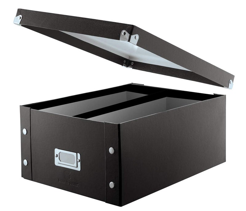Snap-N-Store CD Storage Box - Pack of 1/2 - Durable Disc Holder with Lid to Store for Discs (2 Pack - Doublewide CD, Black) - Image 2